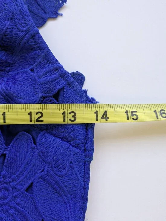 Saylor x Free People Jessa Foil Lace Dress Royal Blue Mini Dress Summer Size XS - Picture 11 of 16